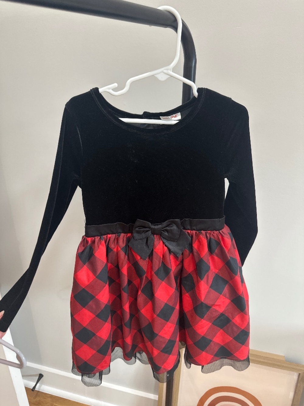 4/5 Black and Red checkerboard long sleeve dress